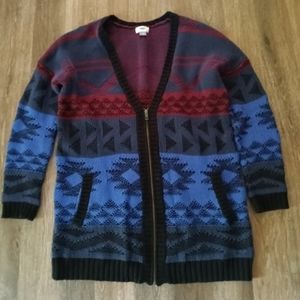 Old Navy Oversized Grandpa Southwestern Aztec Zip Cardigan Sweater Medium
